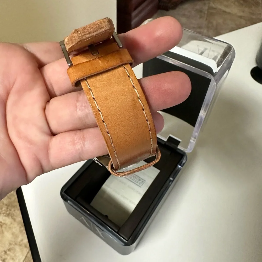 Armani Exchange‎ AX1707 Black Dial Tan Leather Strap Men's Watch